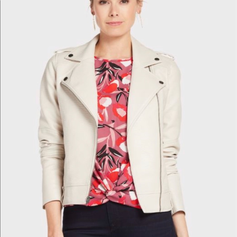 Cupcakes & Cashmere vegan leather moto jacket
